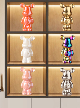 陶瓷熊手办摆件酒柜电视柜装饰品