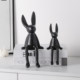 Nordic style matte ceramic long-eared rabbit ornament