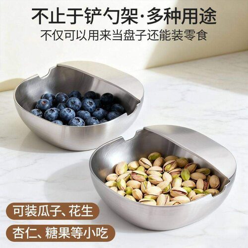 不锈钢汤勺架托托架锅盖锅铲高温防烫收纳铲子厨房台面置物架 - 图2