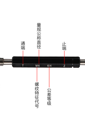 钨钢螺纹塞规牙规螺纹规检具6H6G硬质合金通止规M1 1.2 1.4 23456