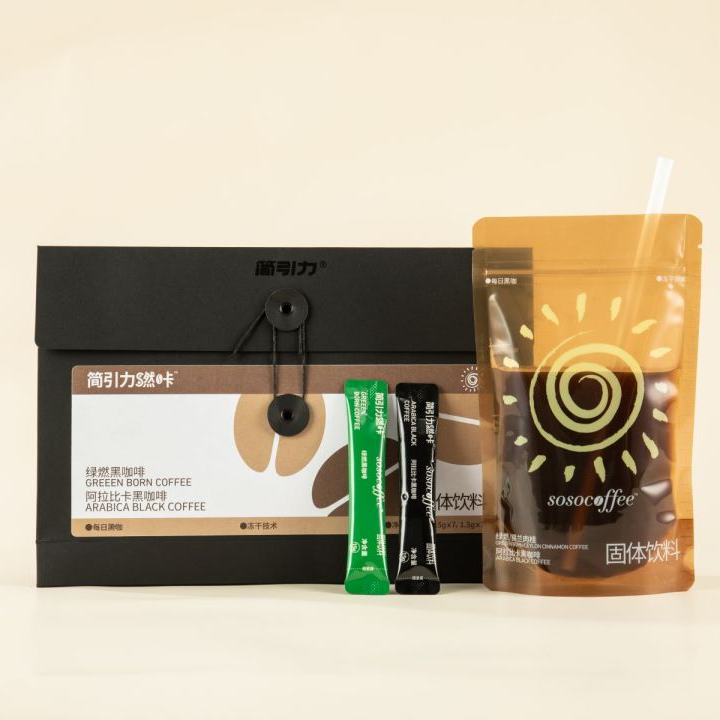 【发哥粉丝专享】简引力燃咔coffe速溶袋装提神浓缩绿燃黑咖啡 - 图0