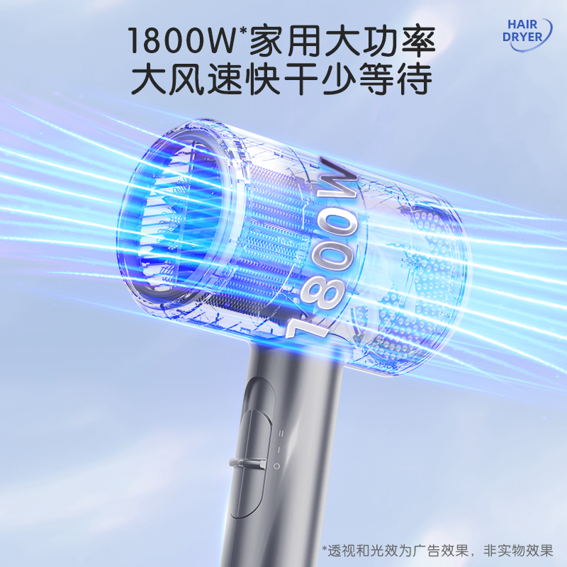 美的吹风机负离子护发静音速干电吹风家用大功率吹风筒2026新款