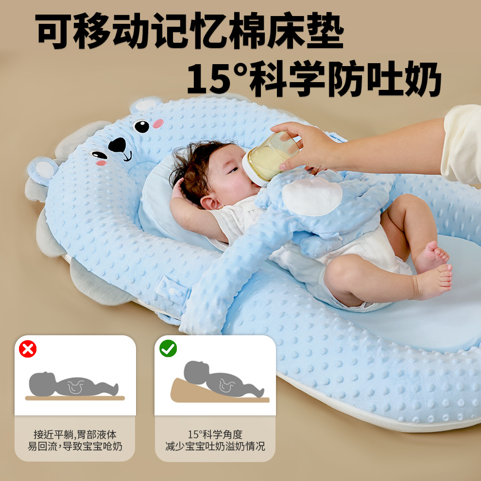 新生儿床中床婴儿宝宝防惊跳安抚床斜坡垫睡垫仿生落地醒拍打哄睡 - 图2