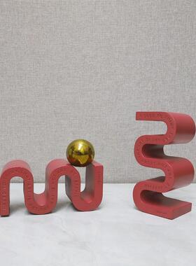 北欧创意几何弯曲 S型个性小众树脂摆件客厅卧室玄关书房家居饰品