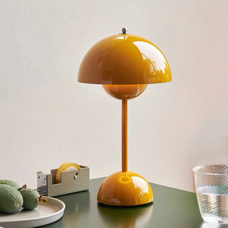 丹麦红色长明卧室蘑菇花苞灯充电长续航桌面床头创意氛围小台灯,淘宝优惠券,粉丝福利购,淘宝优惠卷