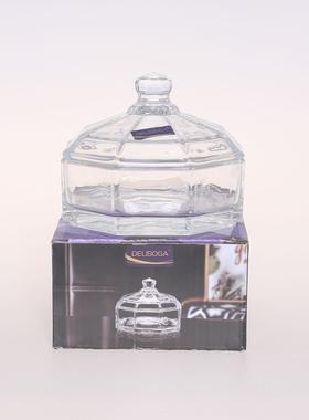 欧式水晶玻璃盅带盖一层三层糖果罐收纳盒首饰化妆收纳玻璃盒