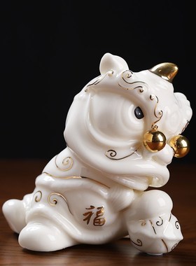 东方泥土陶瓷狮头舞狮子摆件客厅电视柜装饰家居乔迁新居礼品