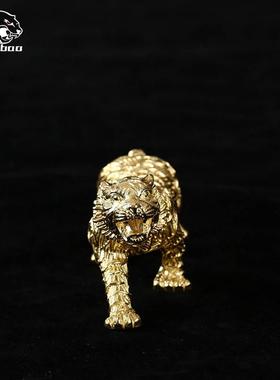 新款黄铜招财虎创意摆件虎年吉祥物纯黄铜生肖老虎摆饰工艺品