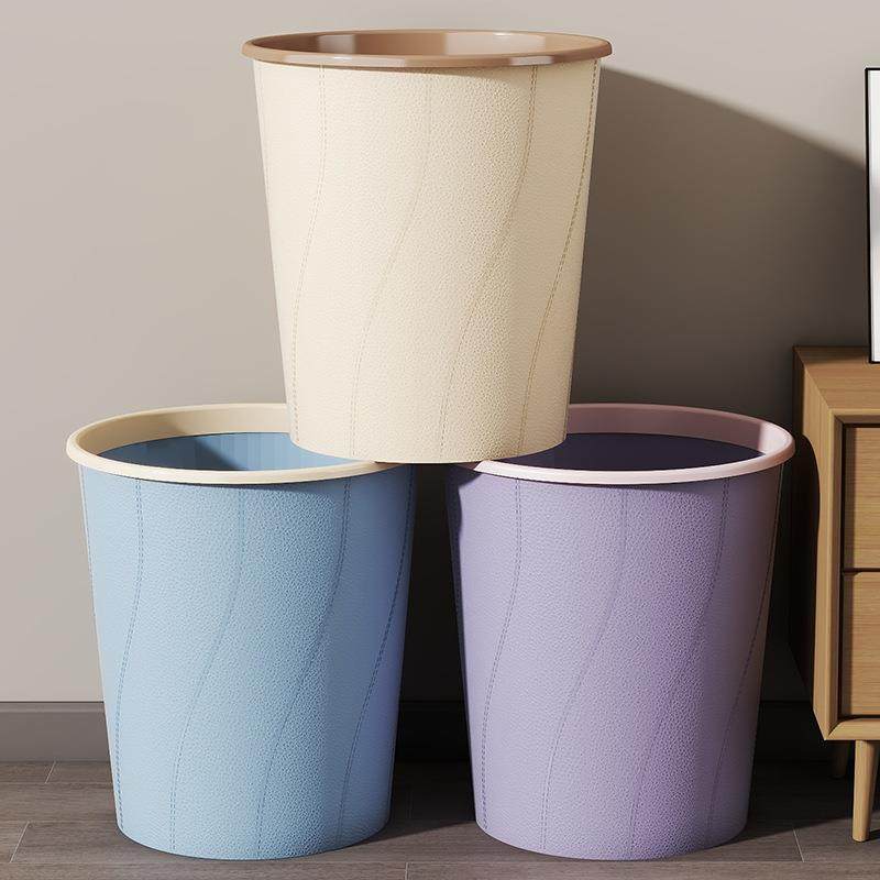 圆形垃圾桶家用大容量带压圈卧室厨房酒店厕所纸篓加厚大号垃圾筒 - 图1