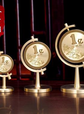 黄铜小目标一个亿转转车载小摆件办公桌茶桌转运桌面摆新款创意解