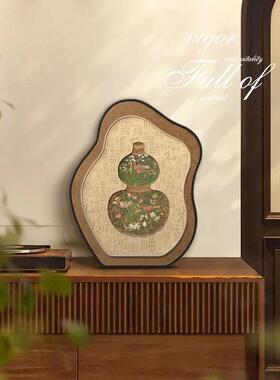 中古风福禄葫芦桌面摆画电视柜客厅摆台画高级感玄关柜摆件装饰品