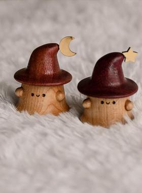 魔法迷你小精灵实木可爱创意摆件车载居家装饰品治愈系创意礼物