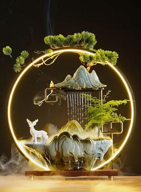 引进财富宝藏循环水中国禅宗雾化客厅办公室收银茶几装饰乔迁开幕