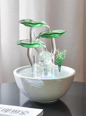 中式循环流水摆件陶瓷喷泉风水招财乔迁新家居客厅电视柜装饰礼品