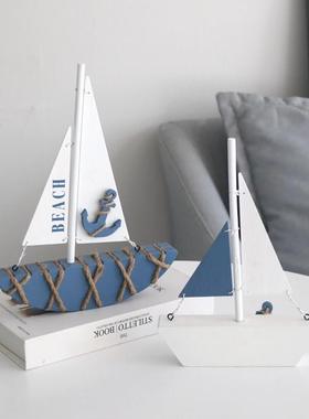 地中海风格创意家居装饰摆设木船摆件模型一帆风顺小摆件手工艺船