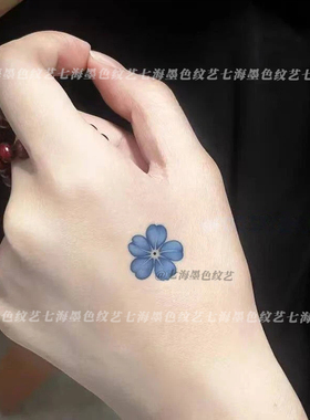 ins风樱花彩色纹身贴锁骨一次性
