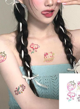 卡通猫彩色纹身贴纸花臂少女心