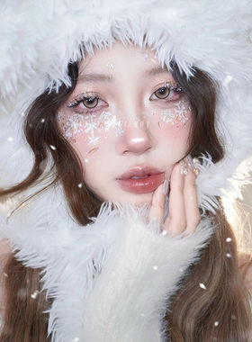 白色雪花圣诞节妆容美彩色纹身贴