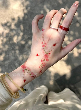 高颜值桃花纹身贴防水女持久手腕
