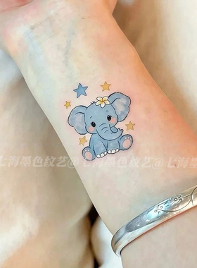 可爱蓝调卡通彩色纹身贴防水持久