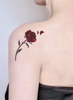 性感辣妹胸前彩色纹身贴防水持久