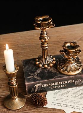 法式古典香薰烛台装饰摆件店铺酒吧餐桌装饰欧式复古怀旧拍摄道具