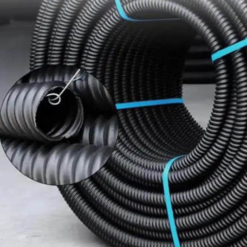 pe碳素波纹管自带钢丝螺纹预埋地穿线管绝缘电力电缆黑色保护套管,淘宝优惠券,粉丝福利购,淘宝优惠卷