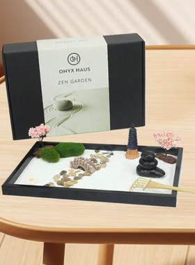 亚马逊热销禅宗花园沙盘套装冥想现货礼品花园家居微景观沙盘模型