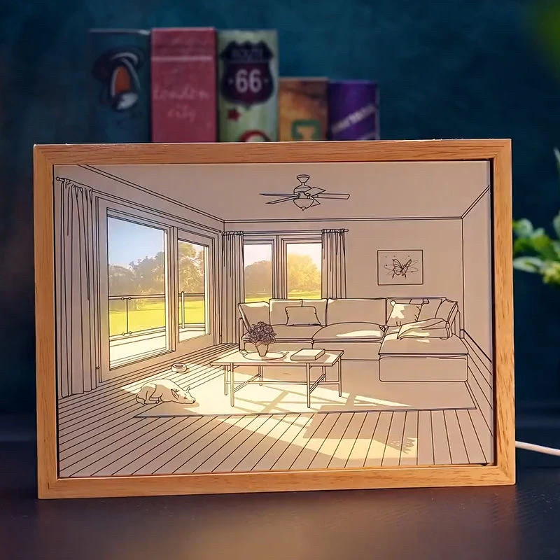 灯光画发光装饰画创意礼物送女友桌搭ins风摆台氛围小夜灯送礼