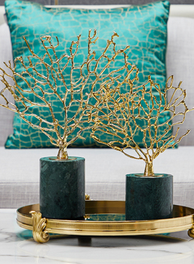 欧式客厅软装饰摆件样板间书房法式发财树招财电视酒柜轻奢工艺品