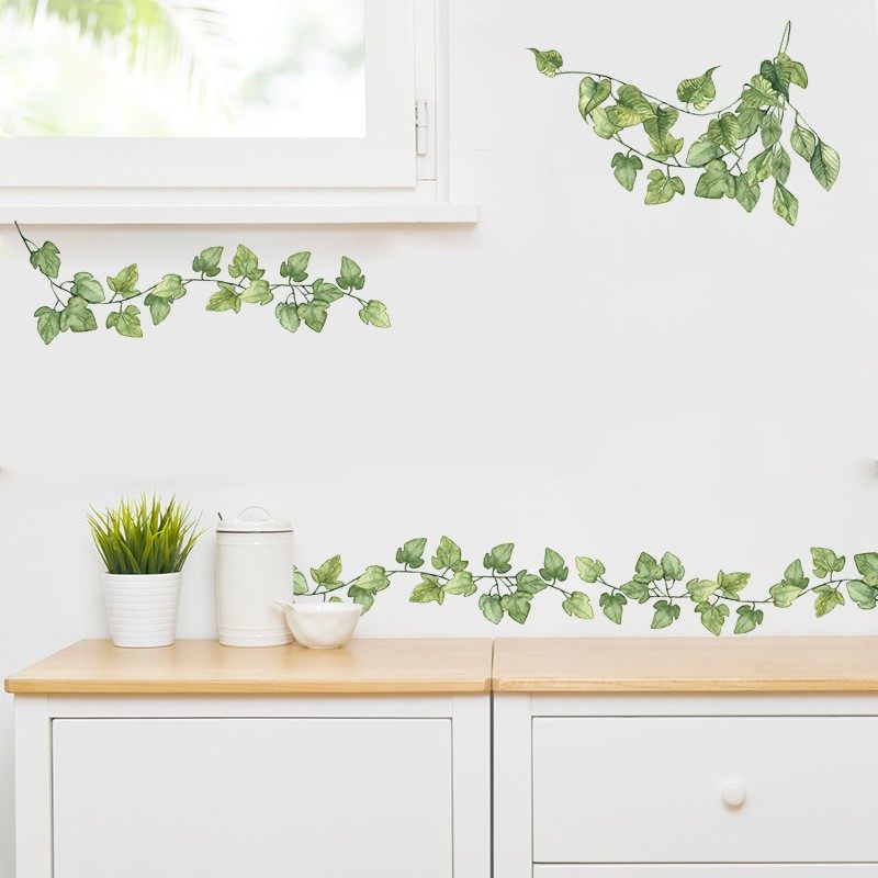 窗边布置墙贴纸清新绿色植物叶子藤蔓墙角遮瑕装饰防水可移除自粘,淘宝优惠券,粉丝福利购,淘宝优惠卷