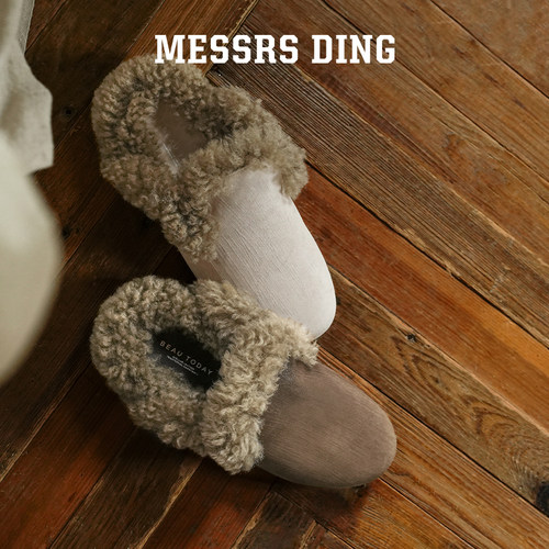 MD女鞋·包头拖鞋女2025新款法式一脚蹬加绒穆勒拖羊卷毛勃肯半拖 - 图1