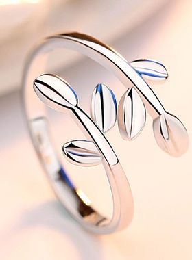 新款可爱树枝叶子S925纯银发芽