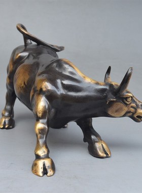 仿古纯铜牛摆件旺市铜牛华尔街牛办公室客厅书房桌面装饰品工艺品