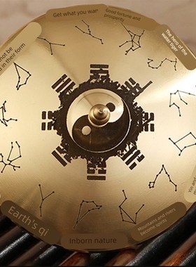 黄铜风生水起小摆件时来运转风车卦黄铜伞摆件工艺品铜雨伞八卦转