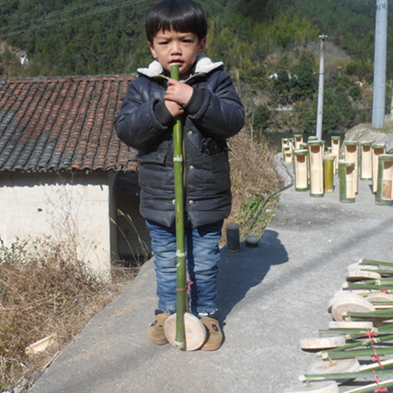 幼儿园儿童户外玩具车竹子手推车独轮推车直杆小推车安吉户外游戏 - 图1