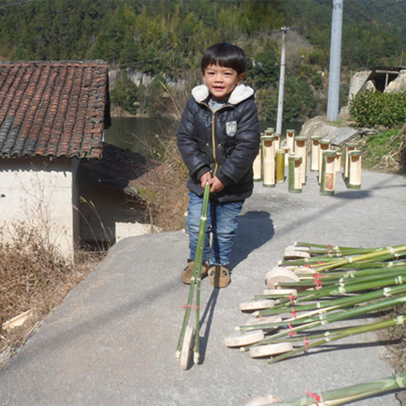 幼儿园儿童户外玩具车竹子手推车独轮推车直杆小推车安吉户外游戏 - 图0