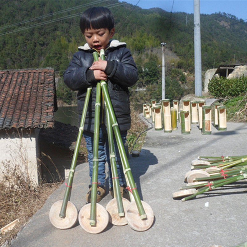 幼儿园儿童户外玩具车竹子手推车独轮推车直杆小推车安吉户外游戏 - 图2