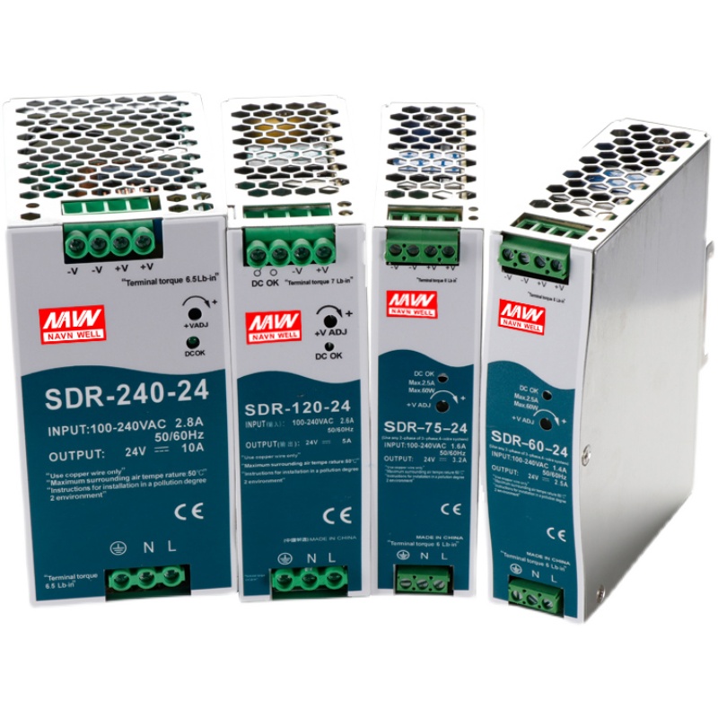 明伟SDR-120/240/480导轨式安装12V24V36QV/48V开关电源模块 - 图3