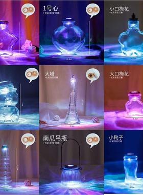 diy创意木塞带灯海洋瓶星云瓶夜光许愿瓶漂流瓶彩虹瓶星空瓶