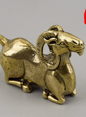 纯铜十二生肖羊摆件实心铜发财羊笔架搁笔小羊山羊镇纸茶宠小礼物