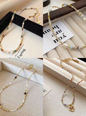 ins珍珠水晶项链高级感玛瑙链女