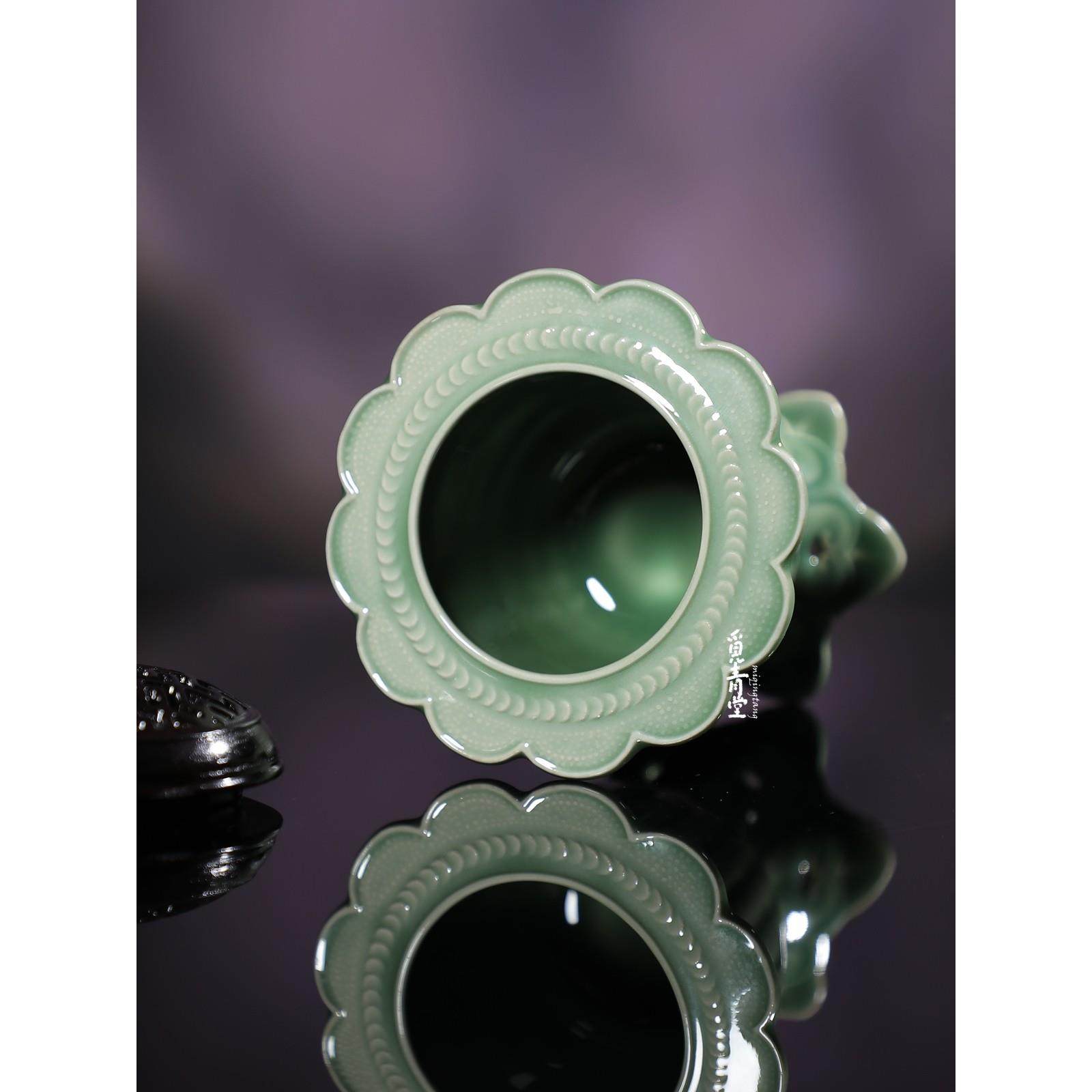 觅青堂龙泉青瓷仿古花口中式香炉家用室内沉香熏香炉创意线香香插,淘宝优惠券,粉丝福利购,淘宝优惠卷