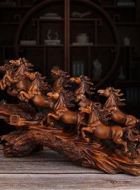 八骏雄风马摆件招财工艺品客厅电视柜摆设办公室桌面装饰开业礼品