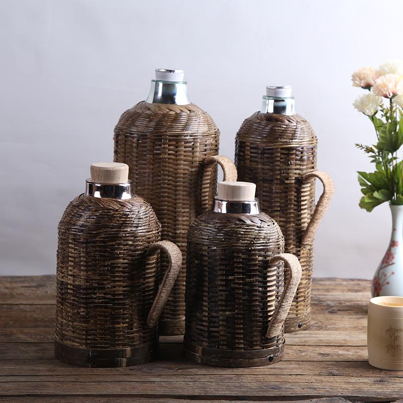 便携竹编热水瓶热水壶暖瓶开水瓶竹外壳怀旧茶室软木塞复古保温瓶 - 图2