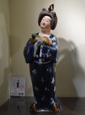 河南唐三彩陶俑摆件中式仿古陶瓷手工桌面摆饰