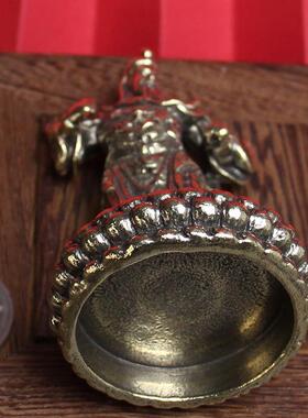 黄铜立刀关公摆件工艺品客厅商铺铜武财神关公像供奉神像唐腾铜器