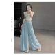 Bohemian cotton and linen wide leg pants for women 2026 summer thin ice silk high waist loose drape slim pants skirt L1
