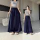 Bohemian cotton and linen wide leg pants for women 2026 summer thin ice silk high waist loose drape slim pants skirt L1