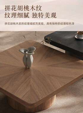 复古风实木茶几意式客厅小户型家用中古风创意设计师简约方形茶几
